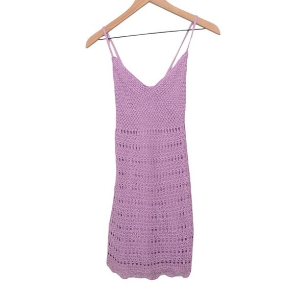 NWT Lulu's Muse lavender crochet mini dress. Size Small - Picture 1 of 7